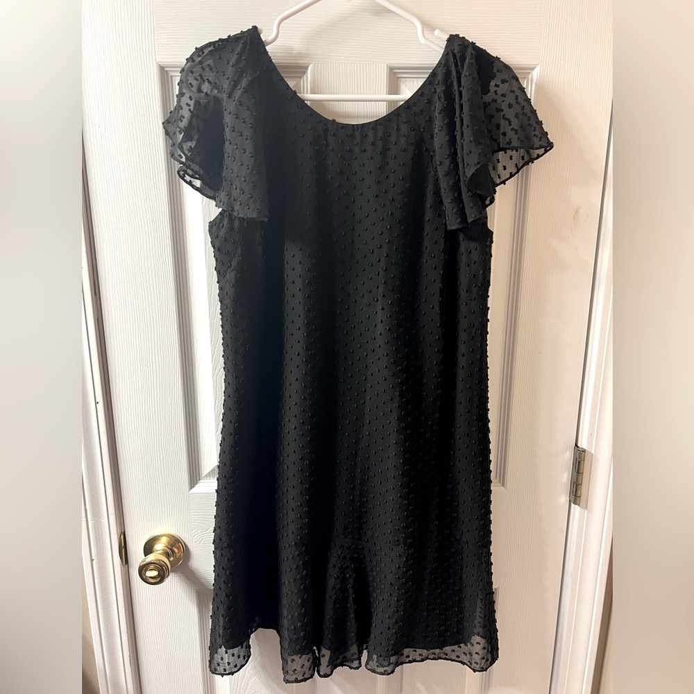 J. Crew Black Dress with Textured Polka Dots Size 4